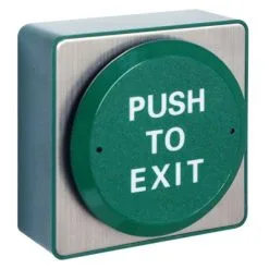 Push To Open' Large Green Disc Exit Button With Wheelchair - H88 X W88 X D40mm