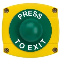 Securefast IP66 Rated Press To Exit Green Dome With Yellow Backbox
